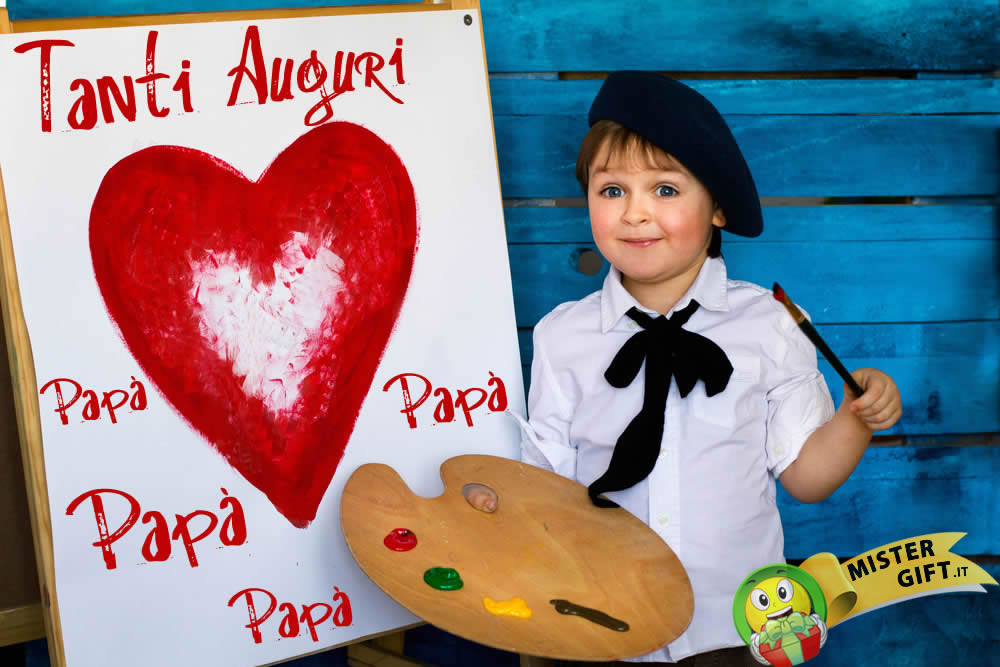 Immagine Festa del Papà - Auguri Papà Cuore Bambino